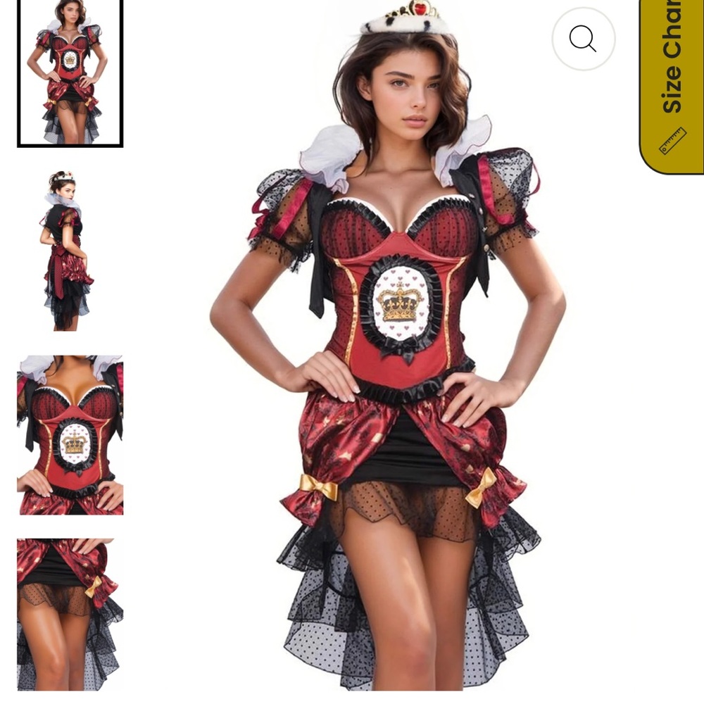 NEW 8 PC deluxe queen of hearts sexy royalty princess costume medium large